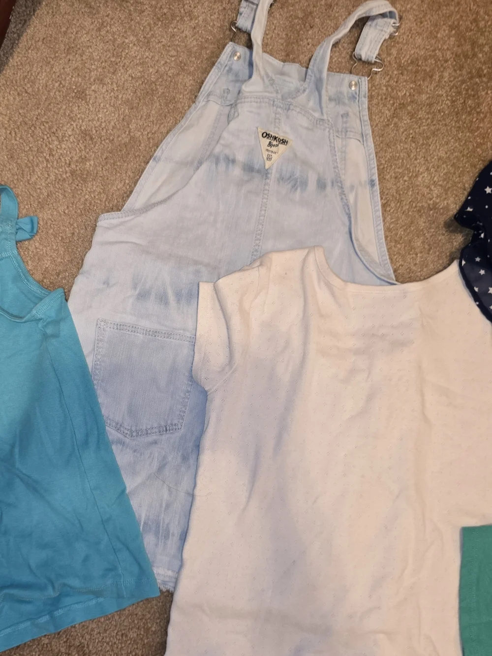 OshKosh B'gosh Blue White Wash Denim Overall Skirt & Other Clothing Lot Sz 10
